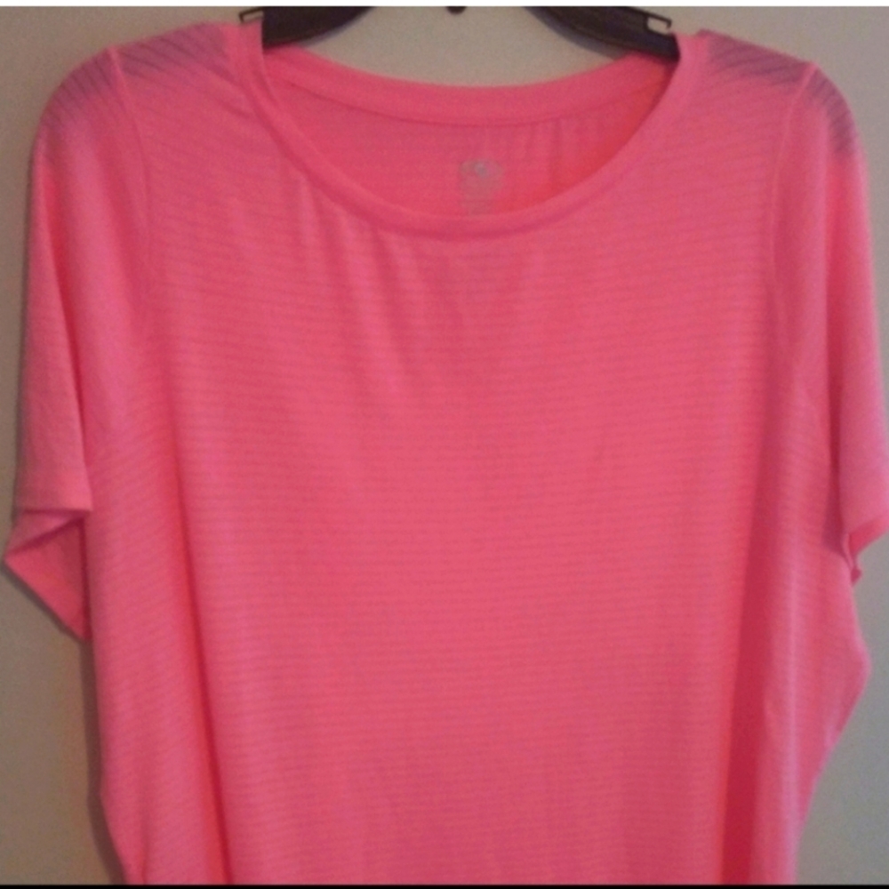 Sheer, Pinkish, Coral Athletic Tee Shirt.